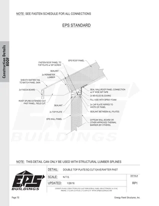Double Top Plate / Sq Cut Eave / Rafter Past construction detail drawing