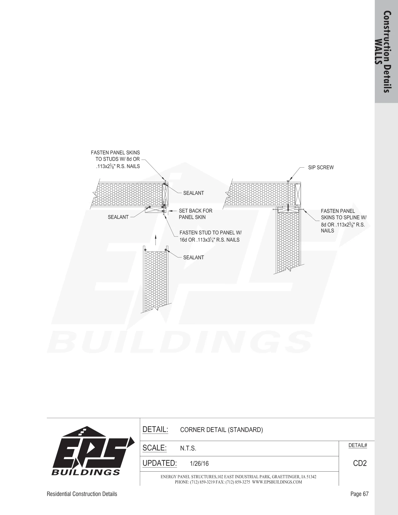 Corner Detail (Standard) construction detail drawing with callouts