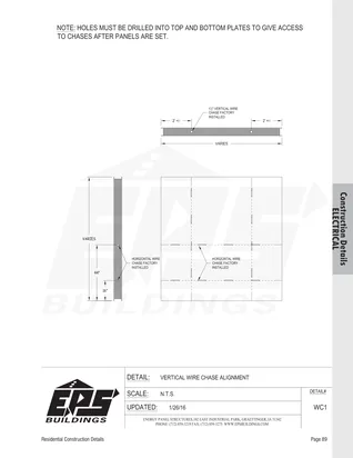 Vertical Wire Chase Alignment construction detail drawing