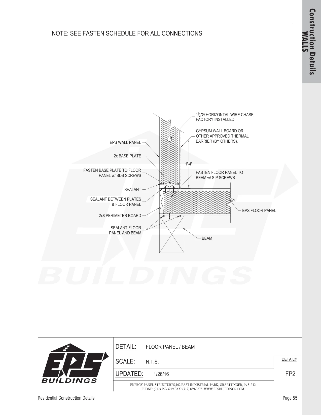 Floor Panel / Beam construction detail drawing with callouts