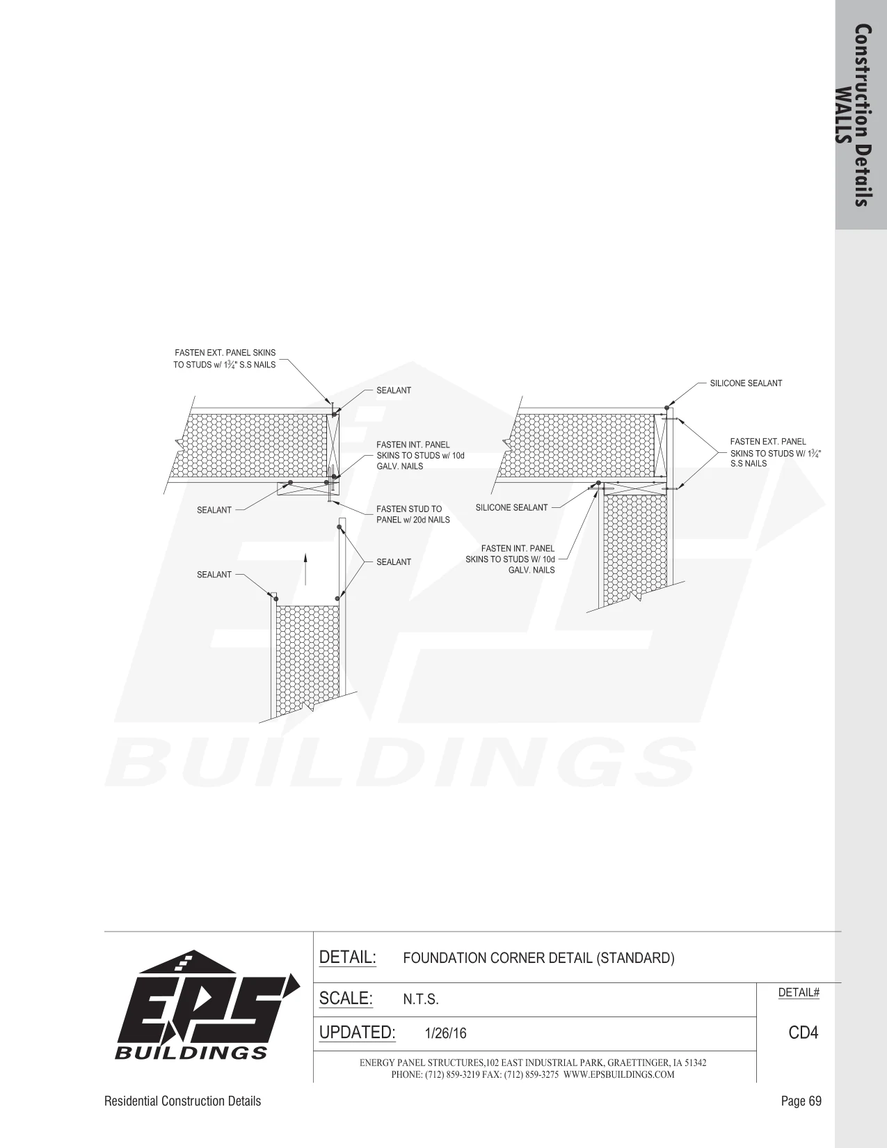 Foundation Corner Detail (Standard) construction detail drawing with callouts