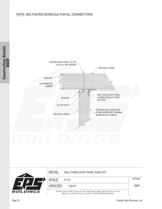 Wall Panel / Roof Panel Rake Ext. construction detail drawing