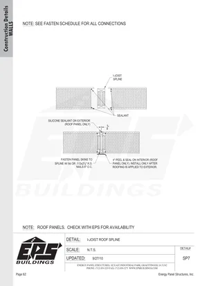 I-Joist Roof Spline construction detail drawing