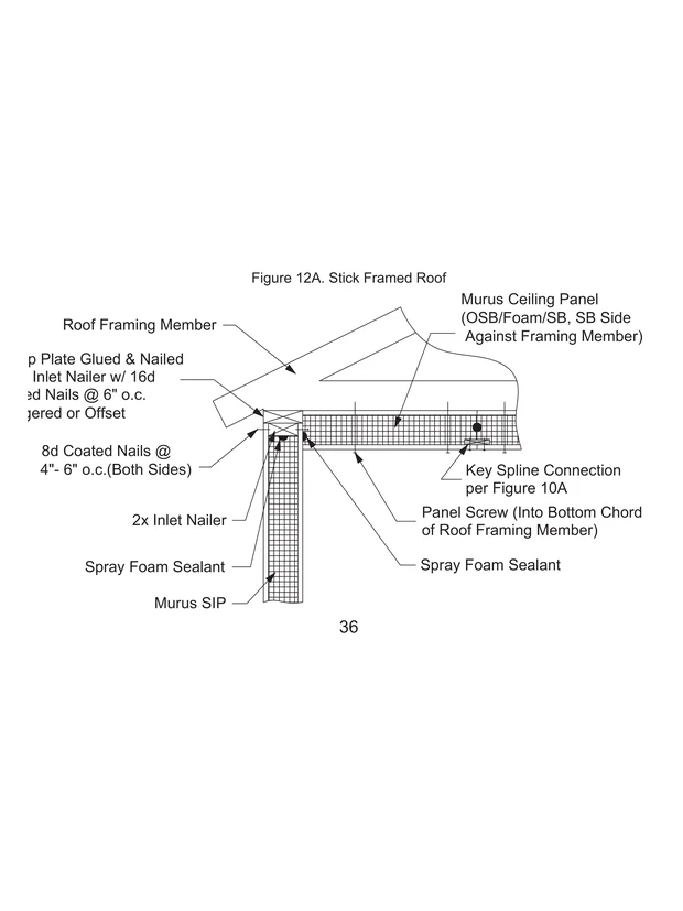 Stick Framed Roof construction detail drawing