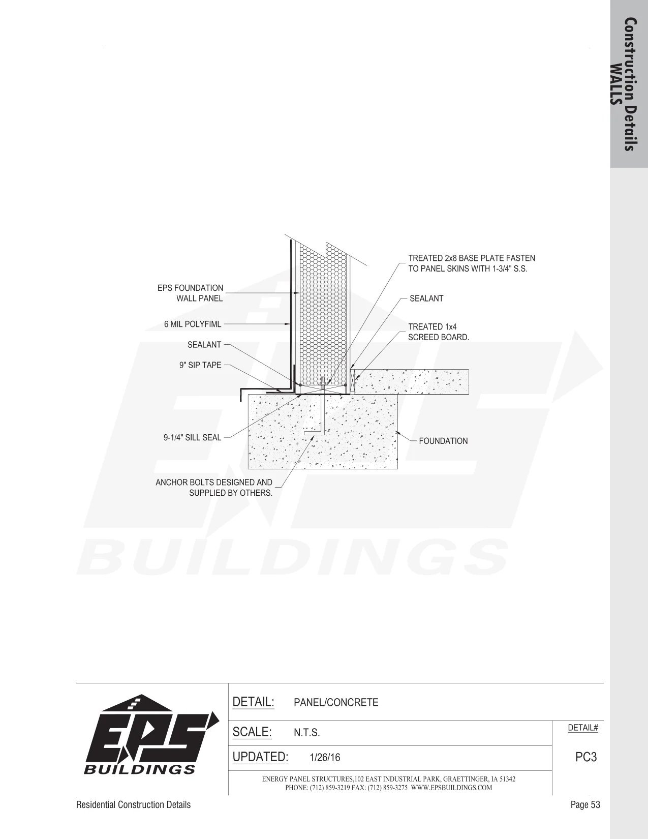 Panel / Concrete construction detail drawing with callouts