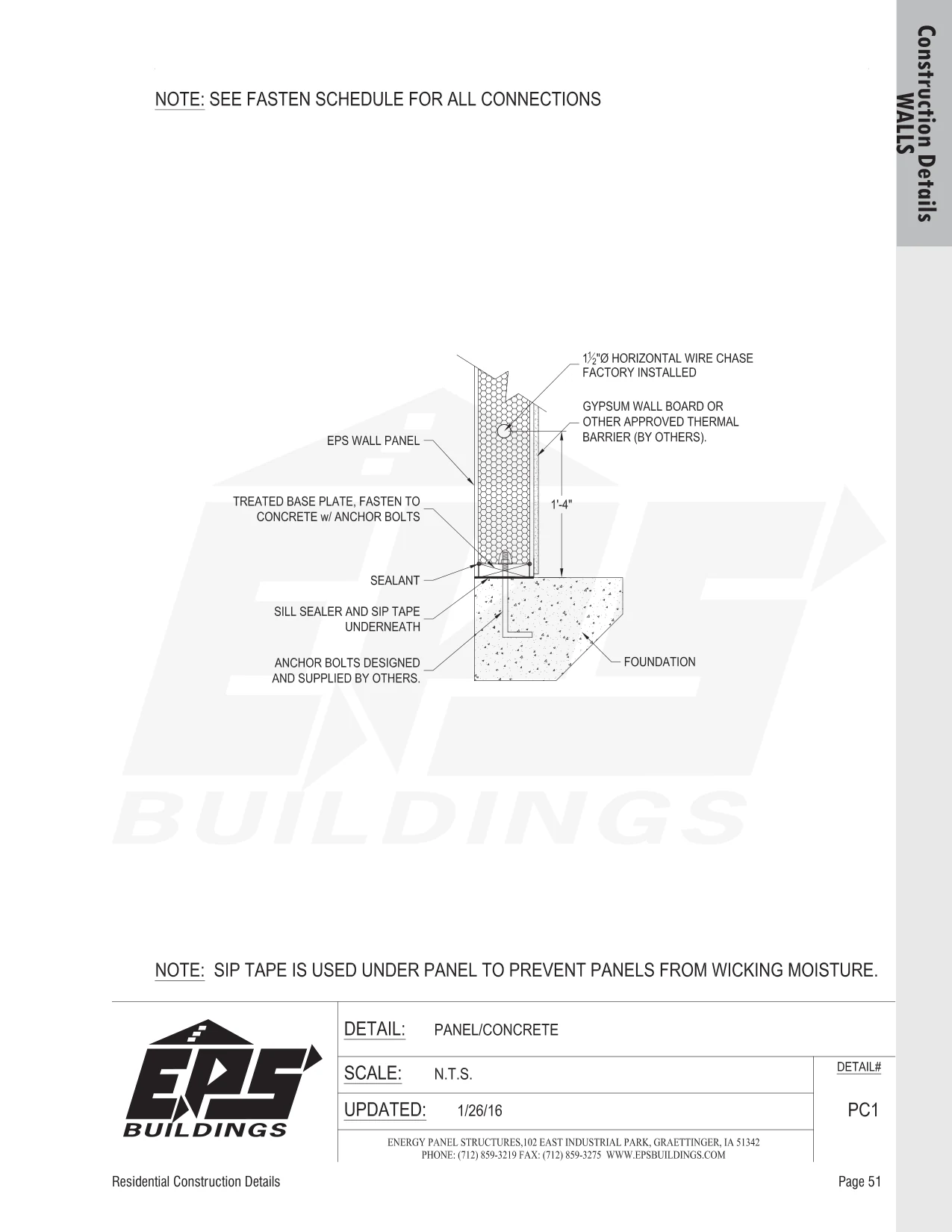 Panel / Concrete construction detail drawing with callouts