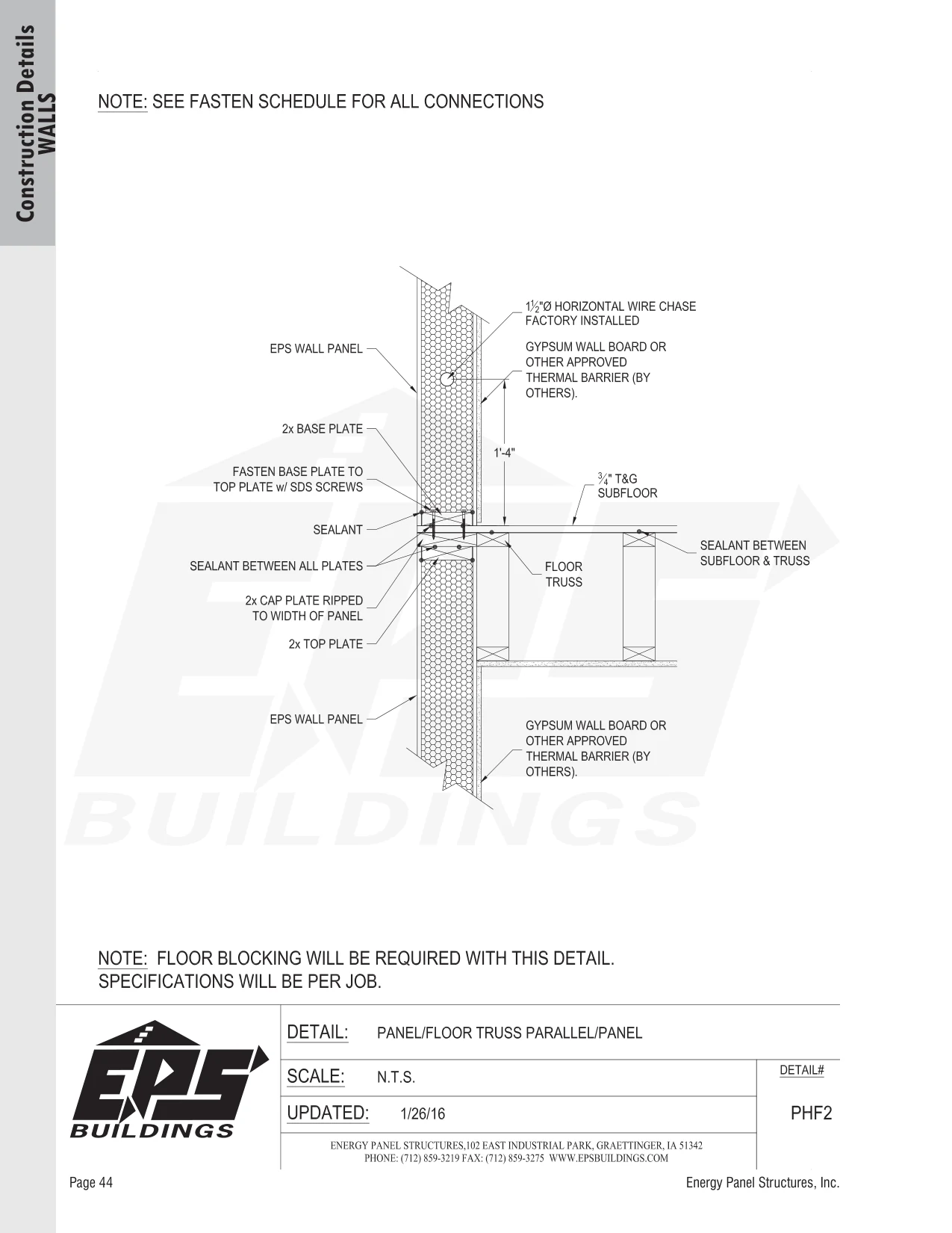 Panel / Floor Truss Parallel / Panel construction detail drawing with callouts