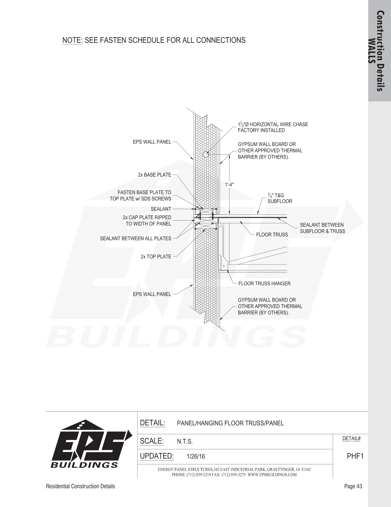 Panel / Hanging Floor Truss / Panel construction detail drawing with callouts