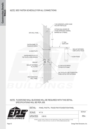 Panel Past / Fl. Truss Par. / Foundation Panel construction detail drawing