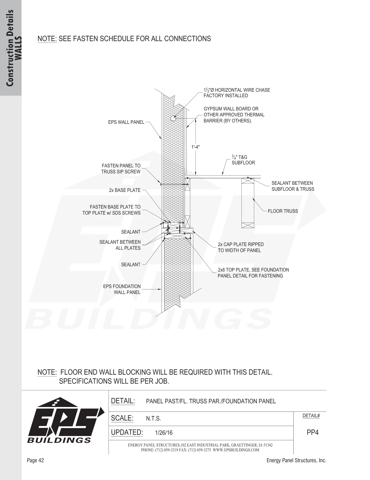 Panel Past / Fl. Truss Par. / Foundation Panel construction detail drawing with callouts