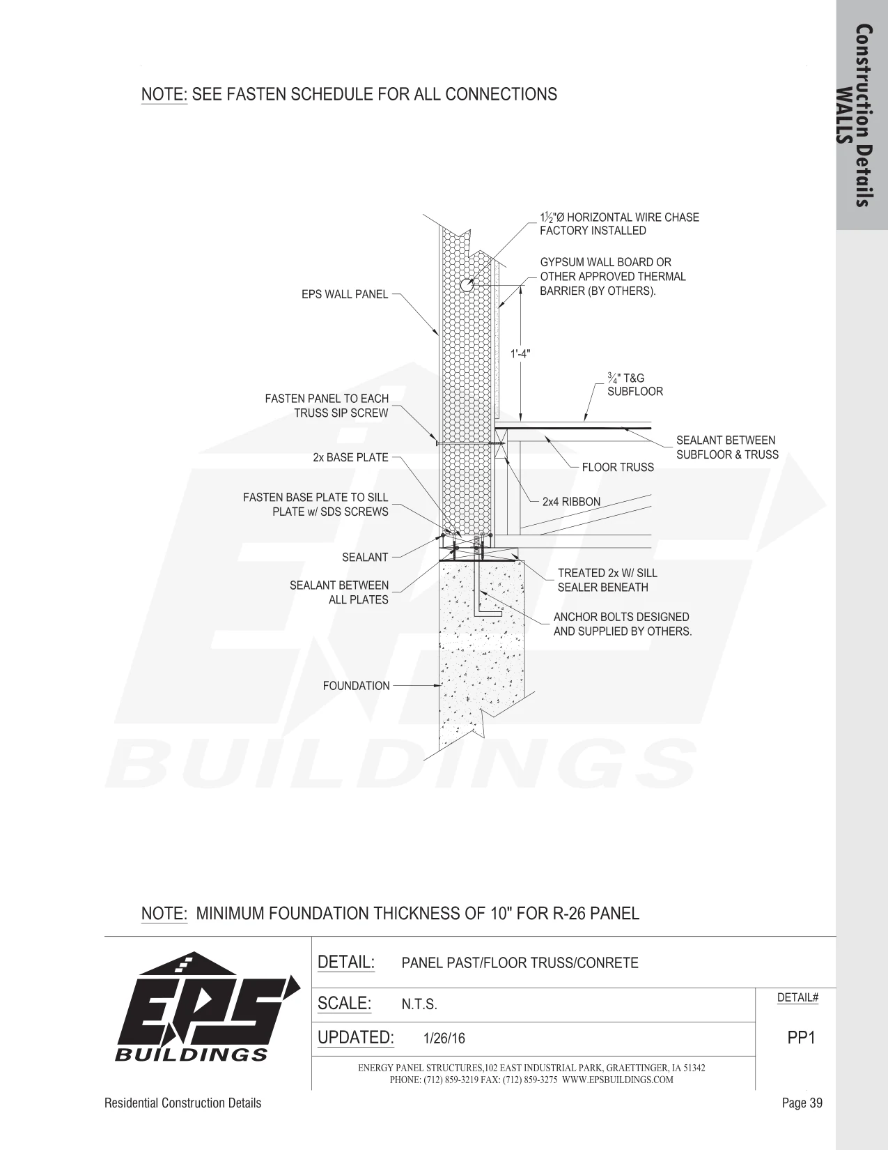 Panel Past / Floor Truss / Concrete construction detail drawing with callouts