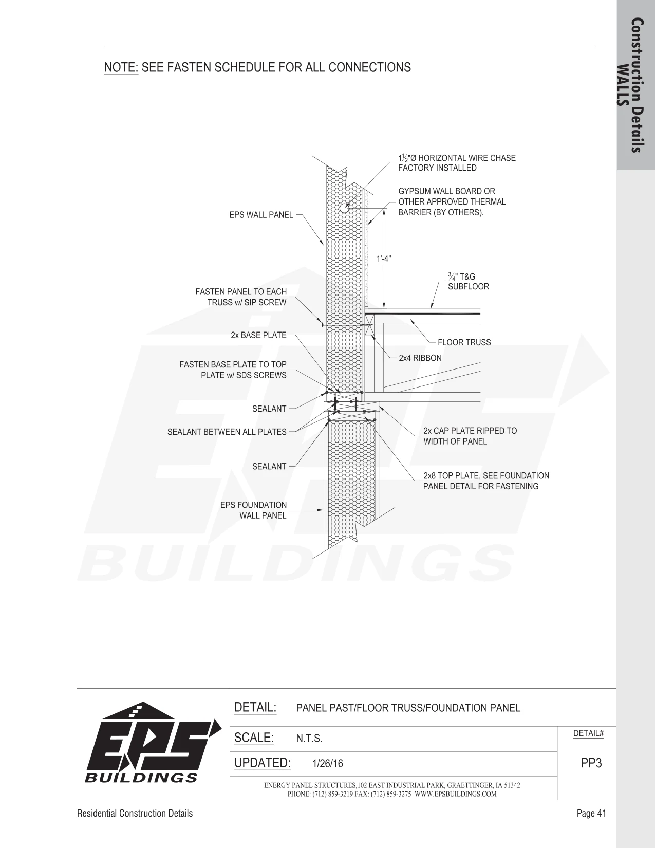 Panel Past / Floor Truss / Foundation Panel construction detail drawing with callouts