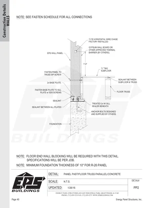 Panel Past / Floor Truss Parallel / Concrete construction detail drawing