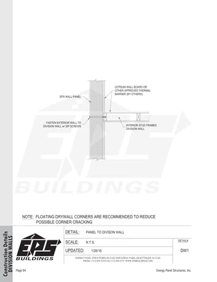 Panel to Division Wall construction detail drawing