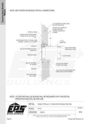 Panel / Typical Fl. Truss Par. / Foundation Pan. construction detail drawing