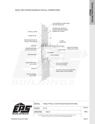Panel / Typical Floor Truss / Foundation Panel construction detail drawing