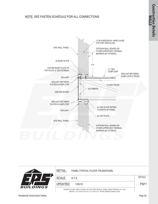 Panel / Typical Floor Truss / Panel construction detail drawing