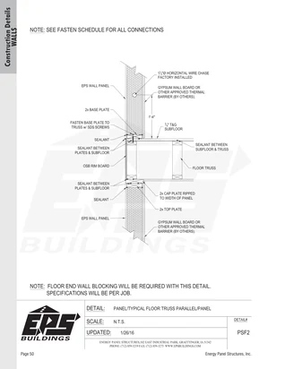 Panel / Typical Floor Truss Parallel / Panel construction detail drawing