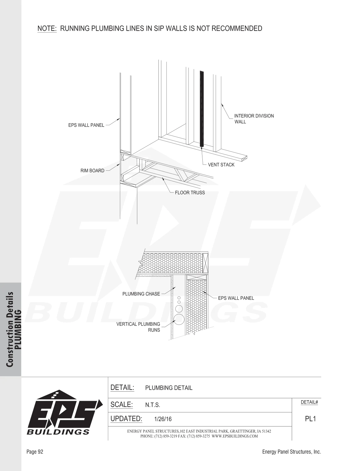 Plumbing Detail construction detail drawing with callouts