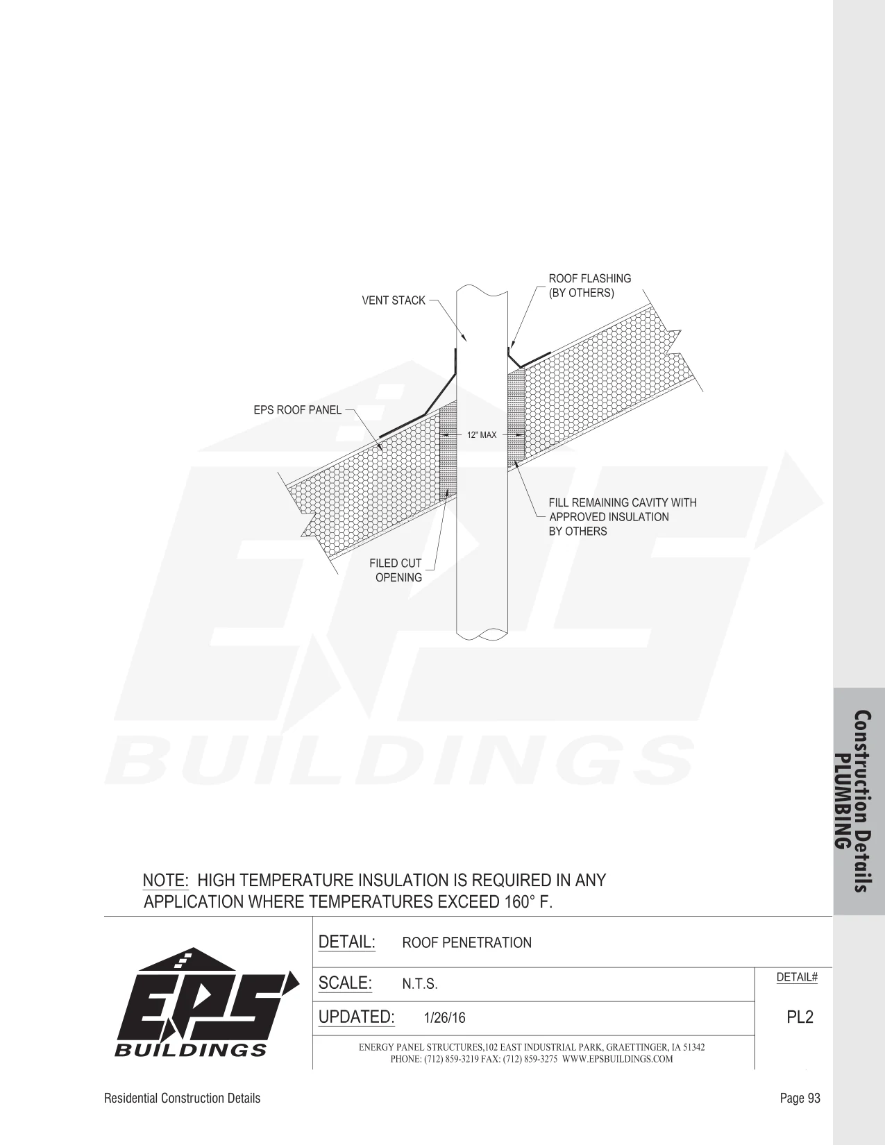 Roof Penetration construction detail drawing with callouts