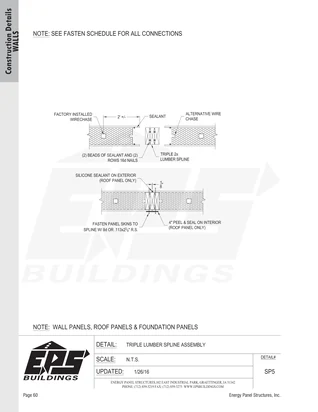 Triple Lumber Spline Assembly construction detail drawing