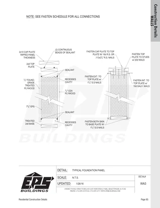 Typical Foundation Panel construction detail drawing