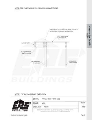 Typical Roof Truss Rake construction detail drawing