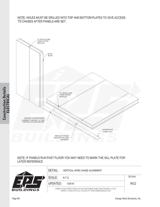 Vertical Wire Chase Alignment construction detail drawing