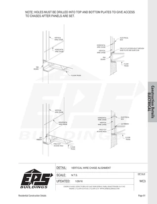Vertical Wire Chase Alignment construction detail drawing